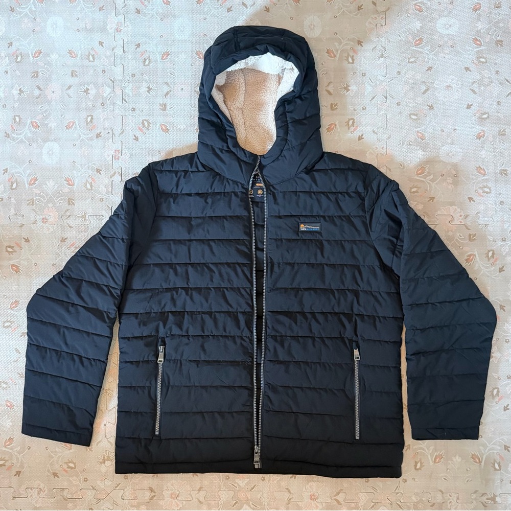 HFX Outdoors Sherpa Hooded Puffer Jacket Black Large Full Zip